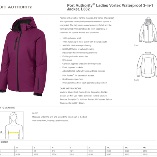 Black Ladies Port Authority Ladies Vortex Waterproof 3-in-1 Jacket
